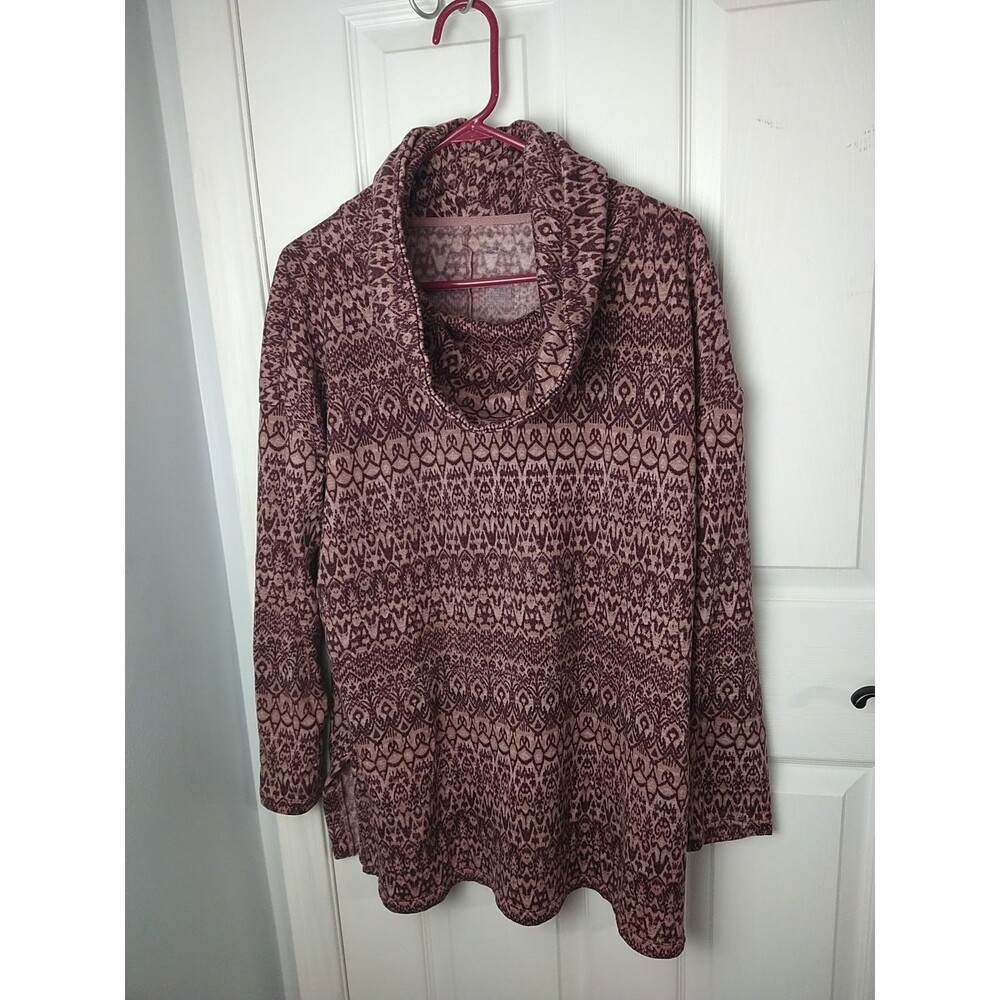 St. John’s Bay XL Mauve Pink Cowl Neck Sweater Tunic Long Sleeve Casual Boho